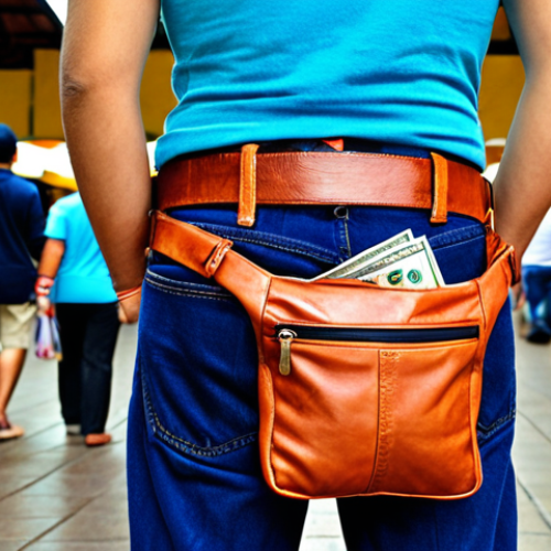 Home 4 **Image Prompt:** "A traveler in a bustling Costa Rican tourist area (like Mercado Central in San Jose), cautiously holding their bag close, with a hidden money belt under their clothes. Focus on preventing pickpocketing, vibrant market background."