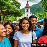 Home 21 코스타리카 종교와 신앙 - **Prompt:** A vibrant, diverse group of Costa Ricans, spanning various ages and ethnicities, enjoyin...